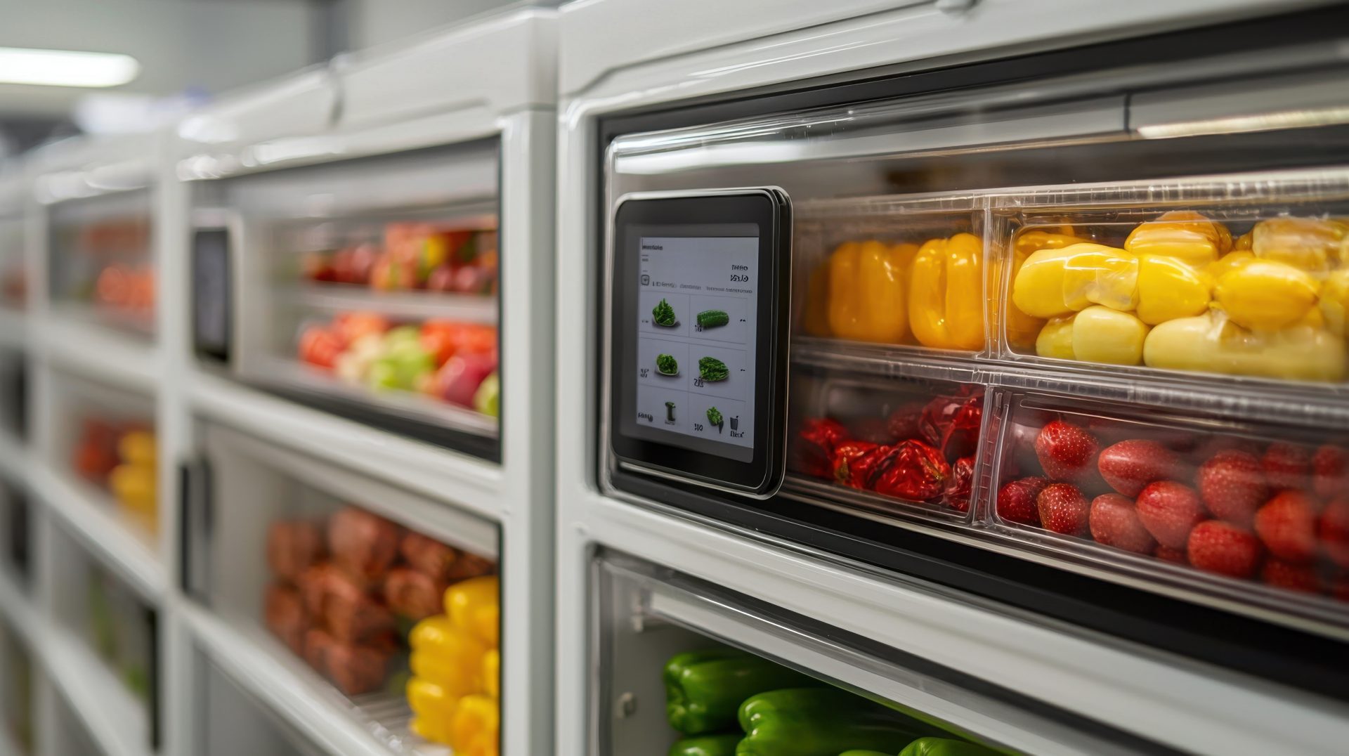 Food safety storage health concept. Smart Food Storage System with an Interactive Digital Display