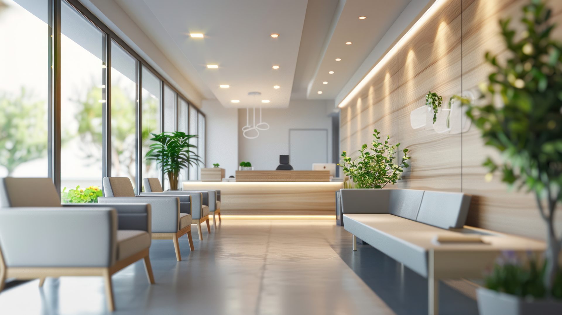waiting area for patients with doctor appointments in modern healthcare clinics in private practice hospital