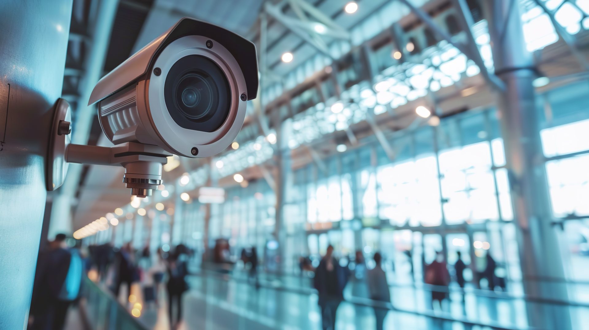 CCTV security camera record video at airport Generate AI