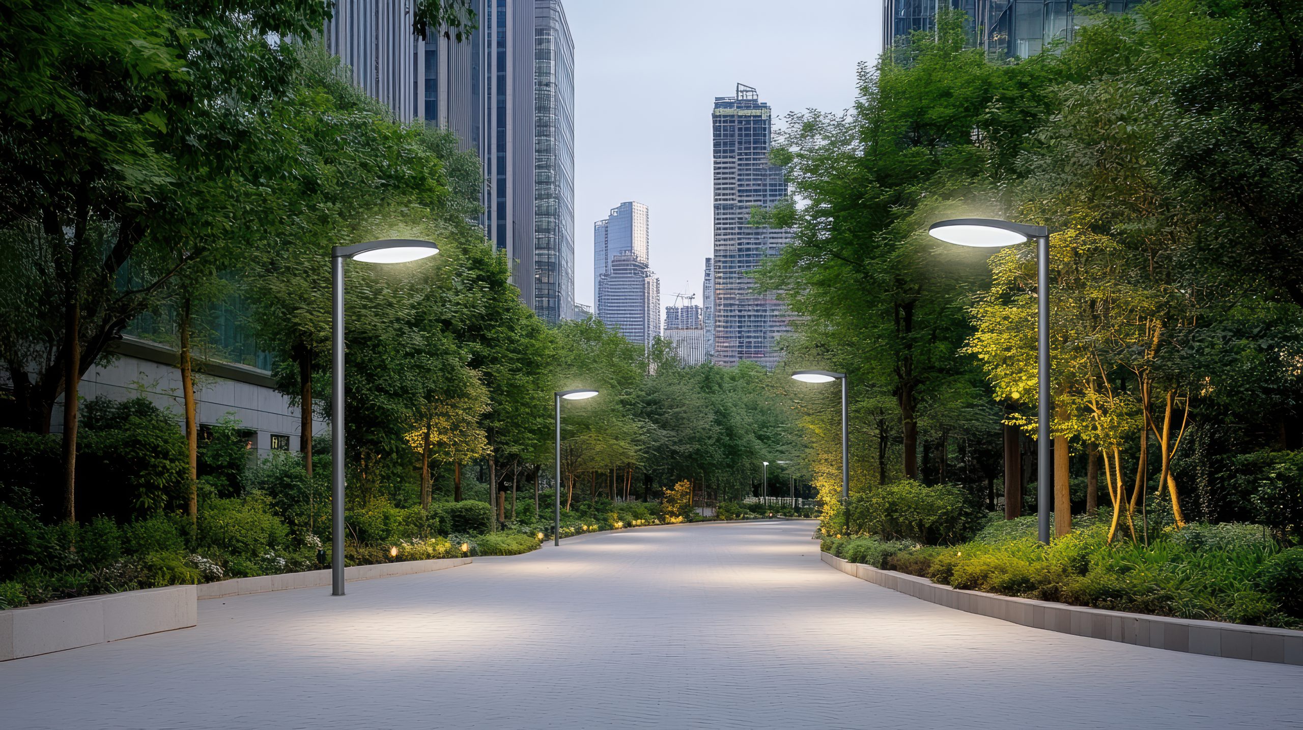 Urban infrastructure with smart lighting systems enhances cityscapes