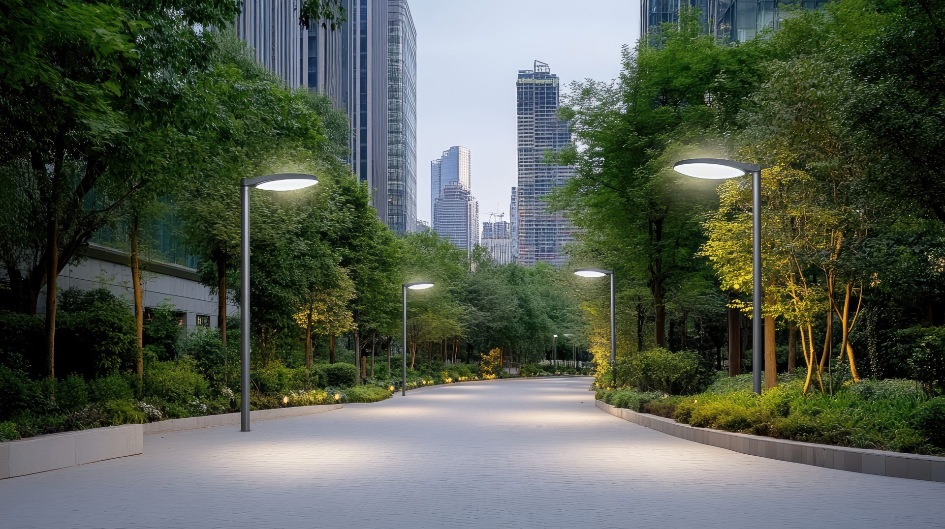 Urban infrastructure with smart lighting systems enhances cityscapes