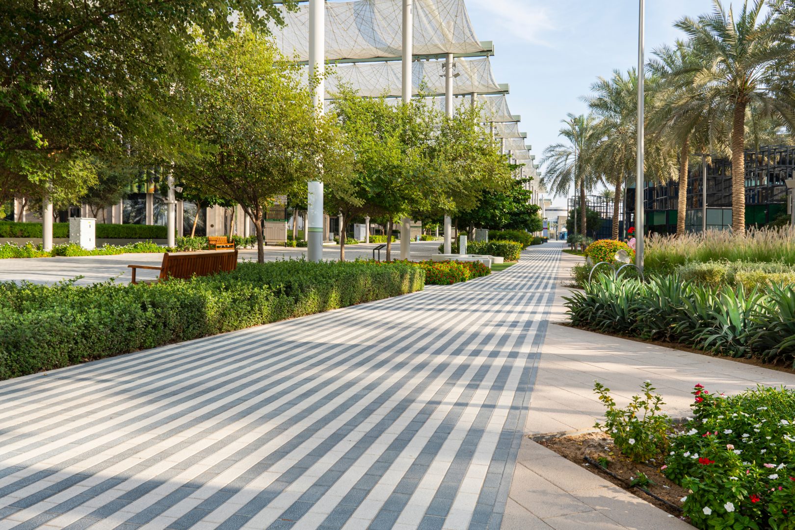 Dubai, United Arab Emirates. dubai exhibition centre. various pavilions on expo 2020