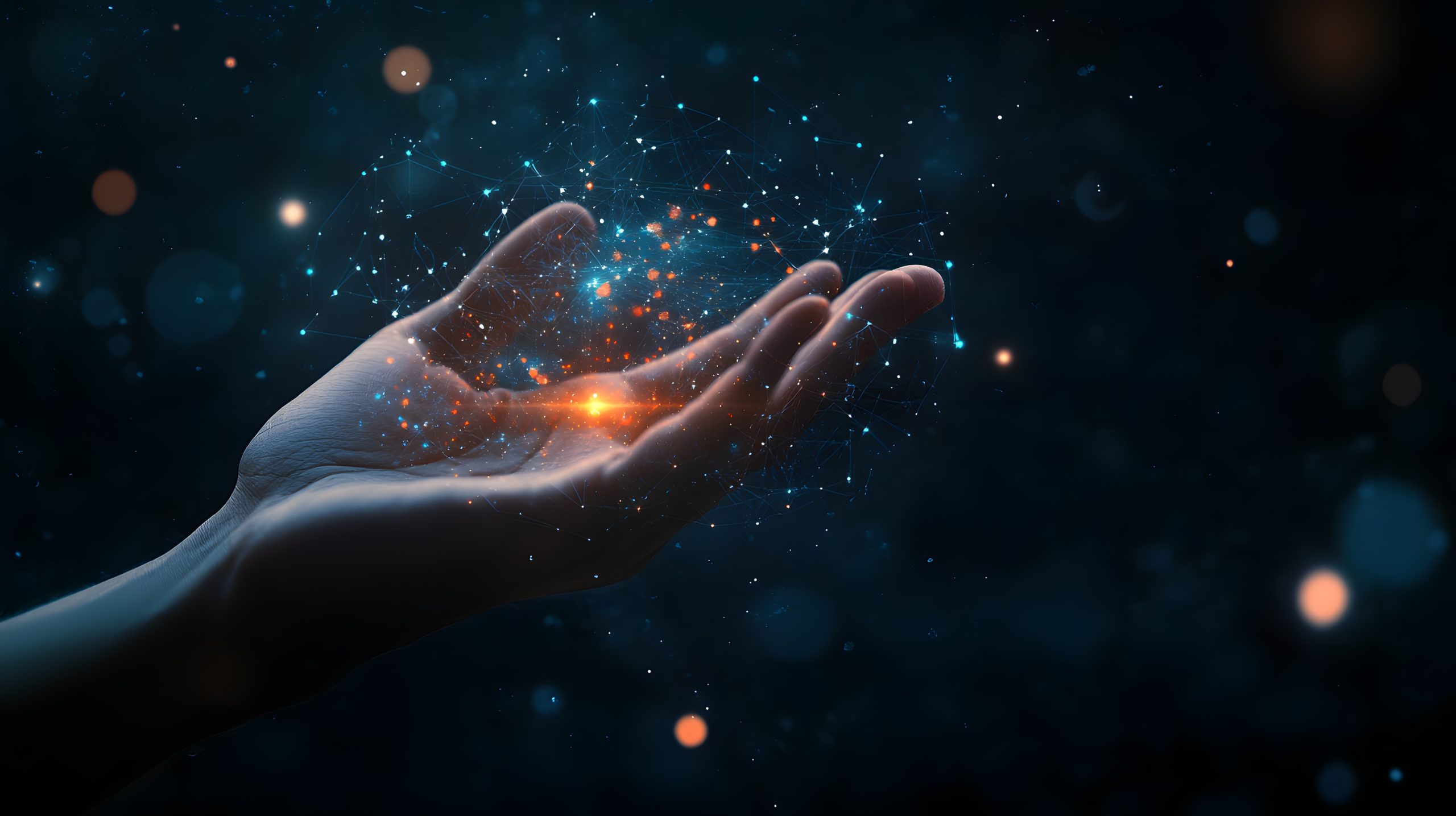 Envisioning Tomorrow’s Connections: A Hand Illuminating a Network of Digital Possibilities