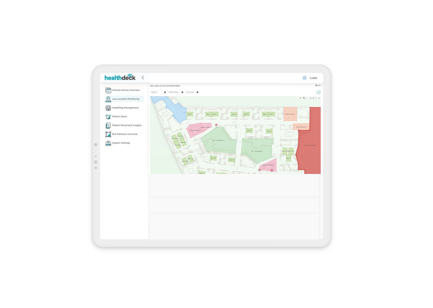 HealtDeck Live Location Monitoring white block